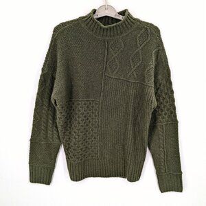 American Eagle Fisherman Knit Men Size XS Roll Neck Patchwork Grandpa Sweater